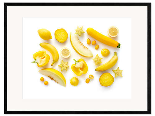 Kehystetty taidepainatus Fresh Fruits and Vegetables, Yellow