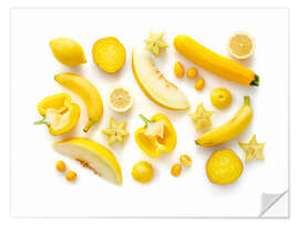 Selvklebende plakat Fresh Fruits and Vegetables, Yellow