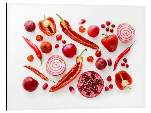 Aluminium print Fresh red fruits and vegetables