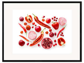 Gerahmter Kunstdruck Frisches rotes Obst und Gemüse