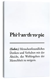 Tableau sur toile  Philanthropie - définition (allemand) - Typobox