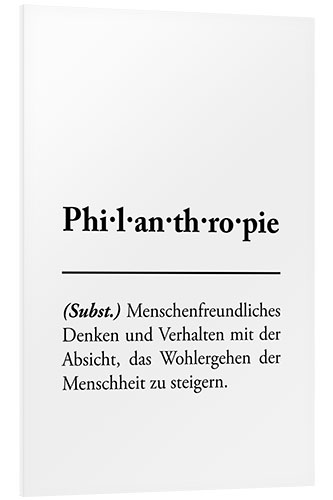 Print på skumplade Philanthropy - definition (German)