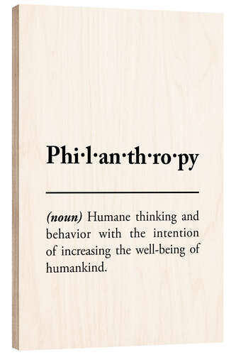 Holzbild Philanthropy - Definition (Englisch)