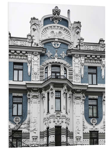 PVC print Blue art nouveau facade