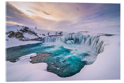 Acrylic print Winter sun at Godafoss in Iceland