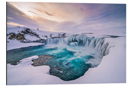 Tableau en aluminium Soleil d’hiver à Godafoss en Islande