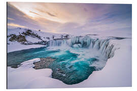 Aluminium print Winter sun at Godafoss in Iceland