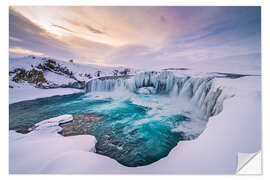 Wall sticker Winter sun at Godafoss in Iceland