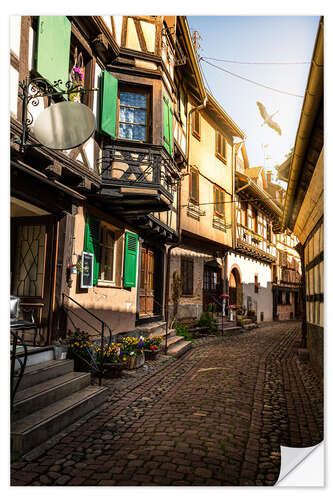 Selvklebende plakat Historical street view in Eguisheim