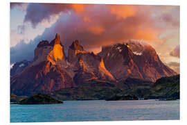 Foam board print Torres del Paine, Patagonia