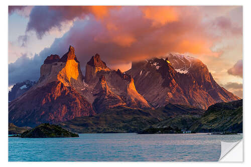 Selvklebende plakat Torres del Paine, Patagonia