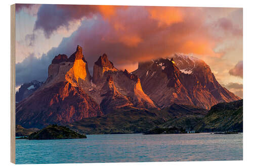 Holzbild Torres del Paine, Patagonien