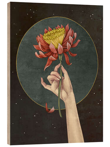 Wood print Moon Flower