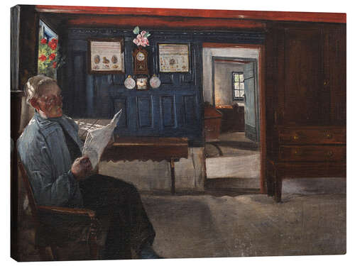 Canvas print Interior with a Farmer Reading a Newspaper