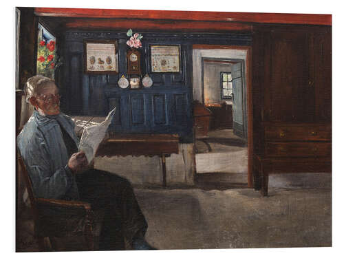 Foam board print Interior with a Farmer Reading a Newspaper