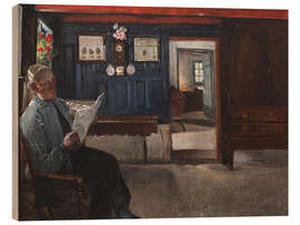 Obraz na drewnie Interior with a Farmer Reading a Newspaper