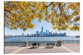 Magnettafel Herbstlaub am Hudson River mit Blick auf die Manhattan Skyline