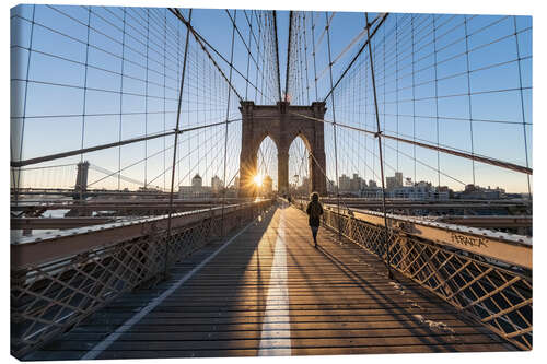 Tableau sur toile Pont de Brooklyn au lever du soleil