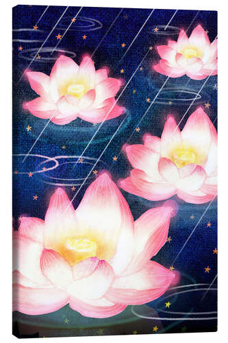 Canvas print Lotus flowers by night