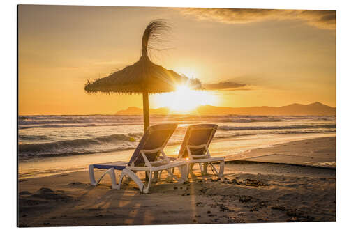 Aluminiumsbilde Sunset on the beach in Mallorca