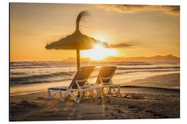 Aluminium print Sunset on the beach in Mallorca