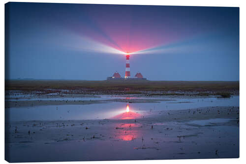 Canvas print Westerheversand lighthouse in the evening