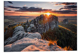 Aluminium print Sunset at the Schrammstones