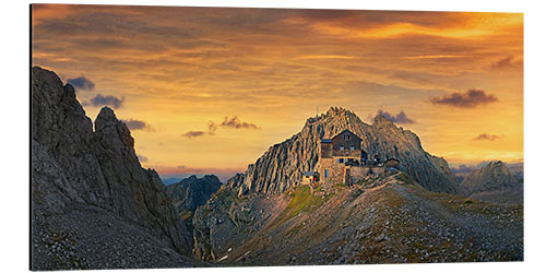 Aluminium print Meiler hut at sunset