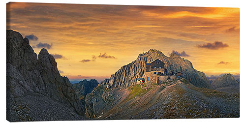 Leinwandbild Meilerhütte bei Sonnenuntergang