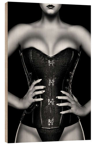 Hout print Woman wearing black corset