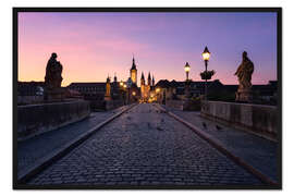 Gerahmter Kunstdruck Würzburg in der Dämmerung