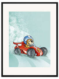 Gerahmter Kunstdruck Tiger Rennauto