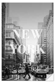 Selvklebende plakat Cities in the rain: New York