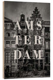 Wood print Cities in the rain: Amsterdam