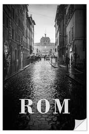 Selvklebende plakat Cities in the rain: Rome