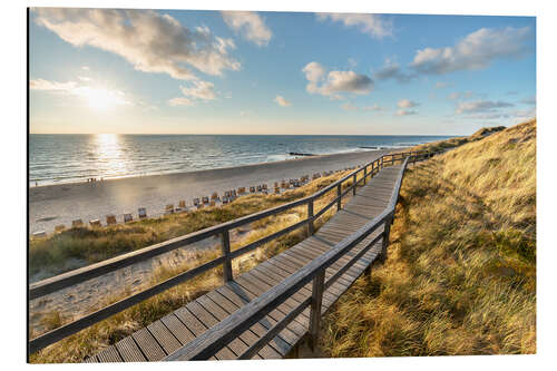 Aluminium print Sunset at the Red Cliff on Sylt