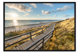 Gerahmter Kunstdruck Sonnenuntergang am Roten Kliff auf Sylt