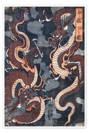 Tableau  Dragons jumeaux - Utagawa Yoshitsuya