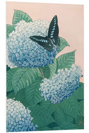 Tableau en PVC Hortensia et papillon