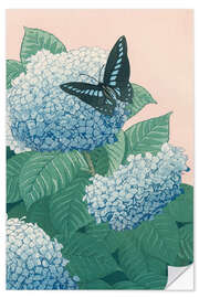 Wall sticker Hydrangea and butterfly