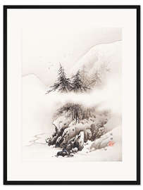 Gerahmter Kunstdruck Schneelandschaft