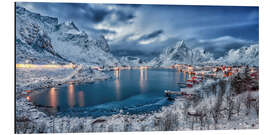 Aluminiumtavla Reine at the blue hour