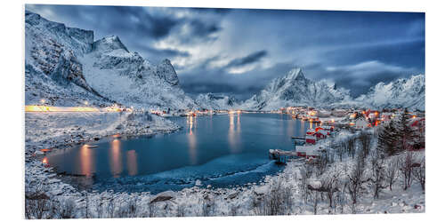 PVC print Reine at the blue hour