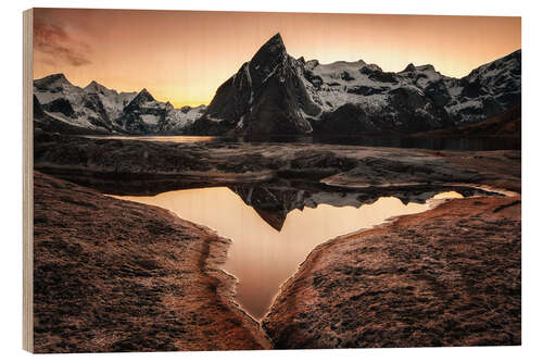 Wood print Rock and water