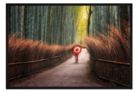 Gerahmter Kunstdruck Japanerin im Bambuswald