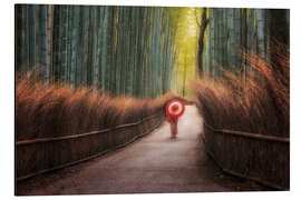 Magnettafel Japanerin im Bambuswald