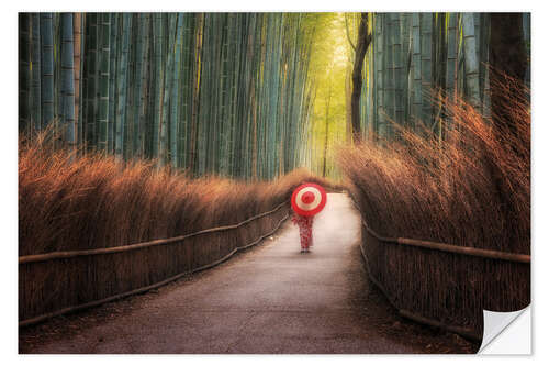 Wall sticker Japanese woman in the bamboo forest