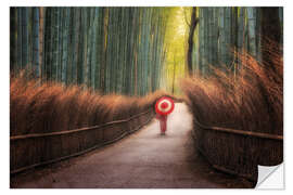 Sisustustarra Japanese woman in the bamboo forest