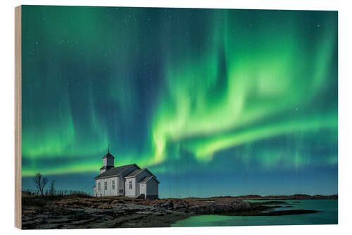 Wood print Aurora over Gimsoy