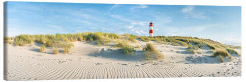 Tableau sur toile Panorama à Sylt avec le phare de List Est